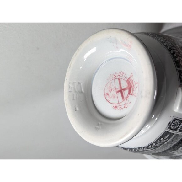 Antique black transferware teacup, Leonre Gauthier large teacup, monochrome home - Picture 7 of 10